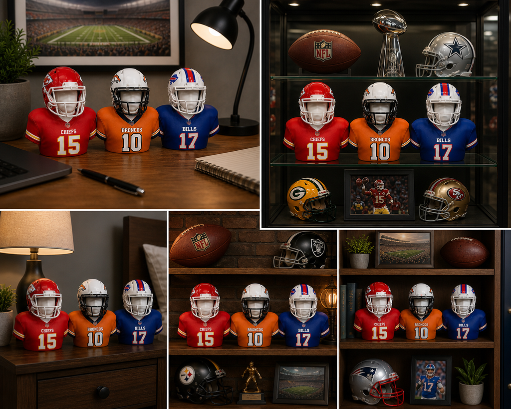 Personalized NFL & NCAA Inspired Mini Helmet Desktop Displays