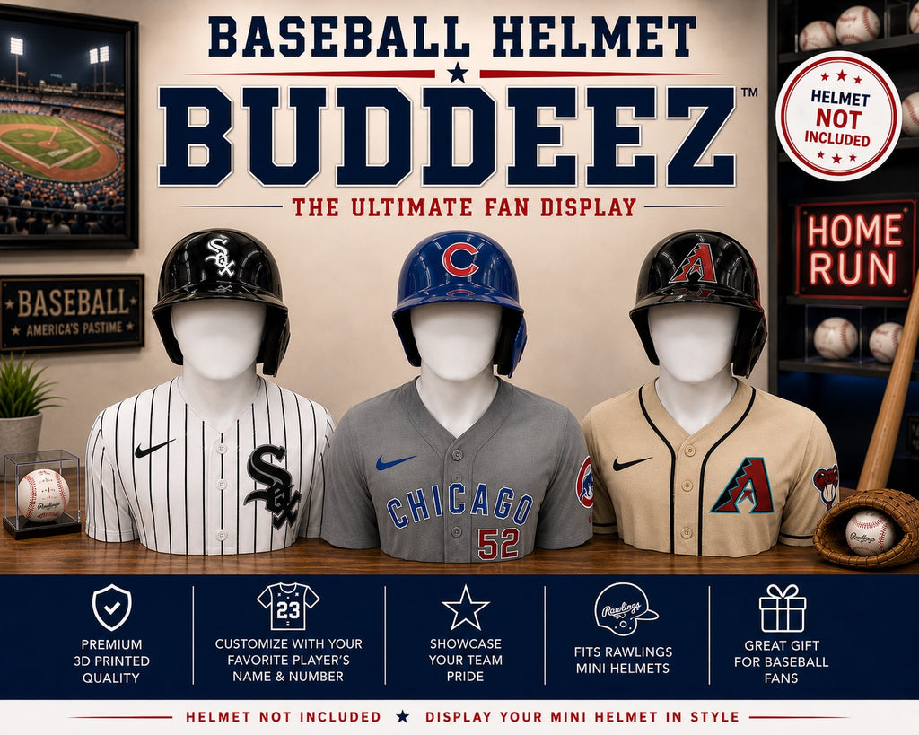 Personalized Baseball BUDDEEZ | MLB-Inspired Mini Helmet Display Stand