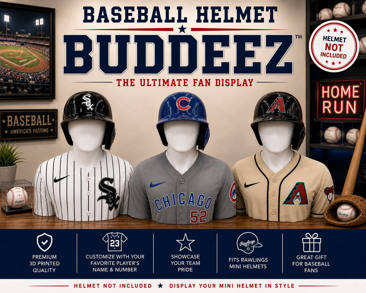 Personalized Baseball BUDDEEZ | MLB-Inspired Mini Helmet Display Stand