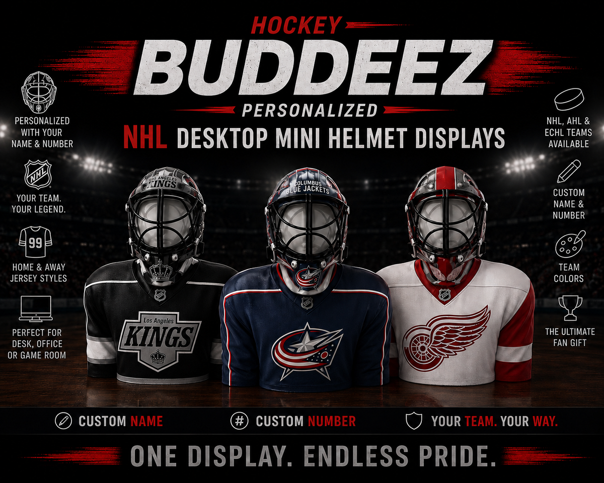 Personalized Hockey BUDDEEZ | NHL-Inspired Mini Goalie Mask Display Stand